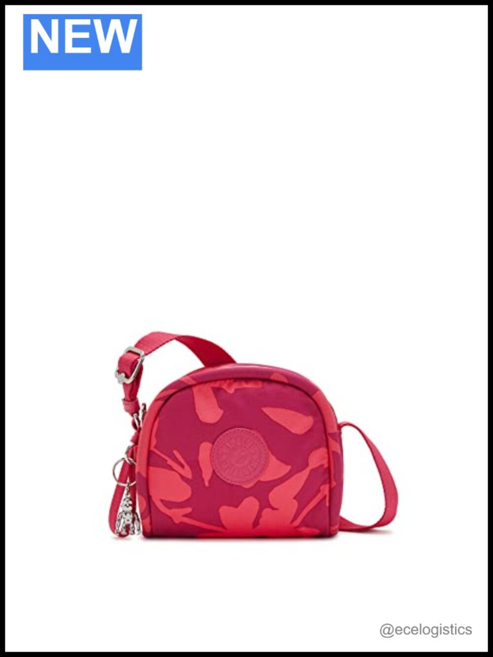 Kipling Jesper Nylon Tote Bag Zip Closure Crossbody Strap Water Bottle Pockets